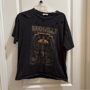 Altar’d State Nashville Country Barn Distressed Black Faded Graphic T Small